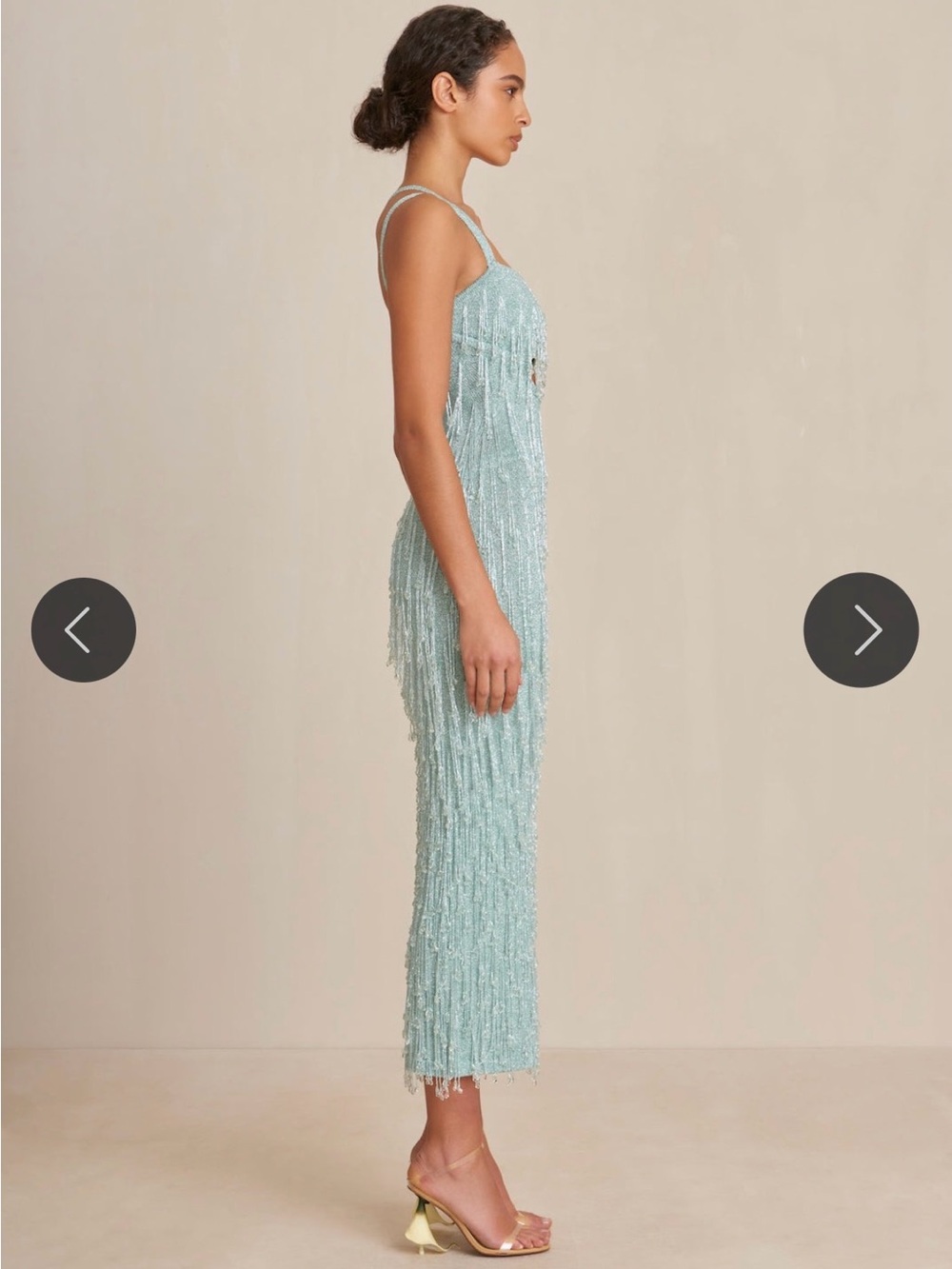 cult gaia Mint Beaded Fringe Midi Dress - Picture 4 of 6